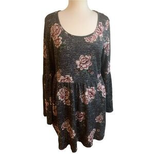 Living Doll Los Angeles Gray Pink Floral Dress 2X